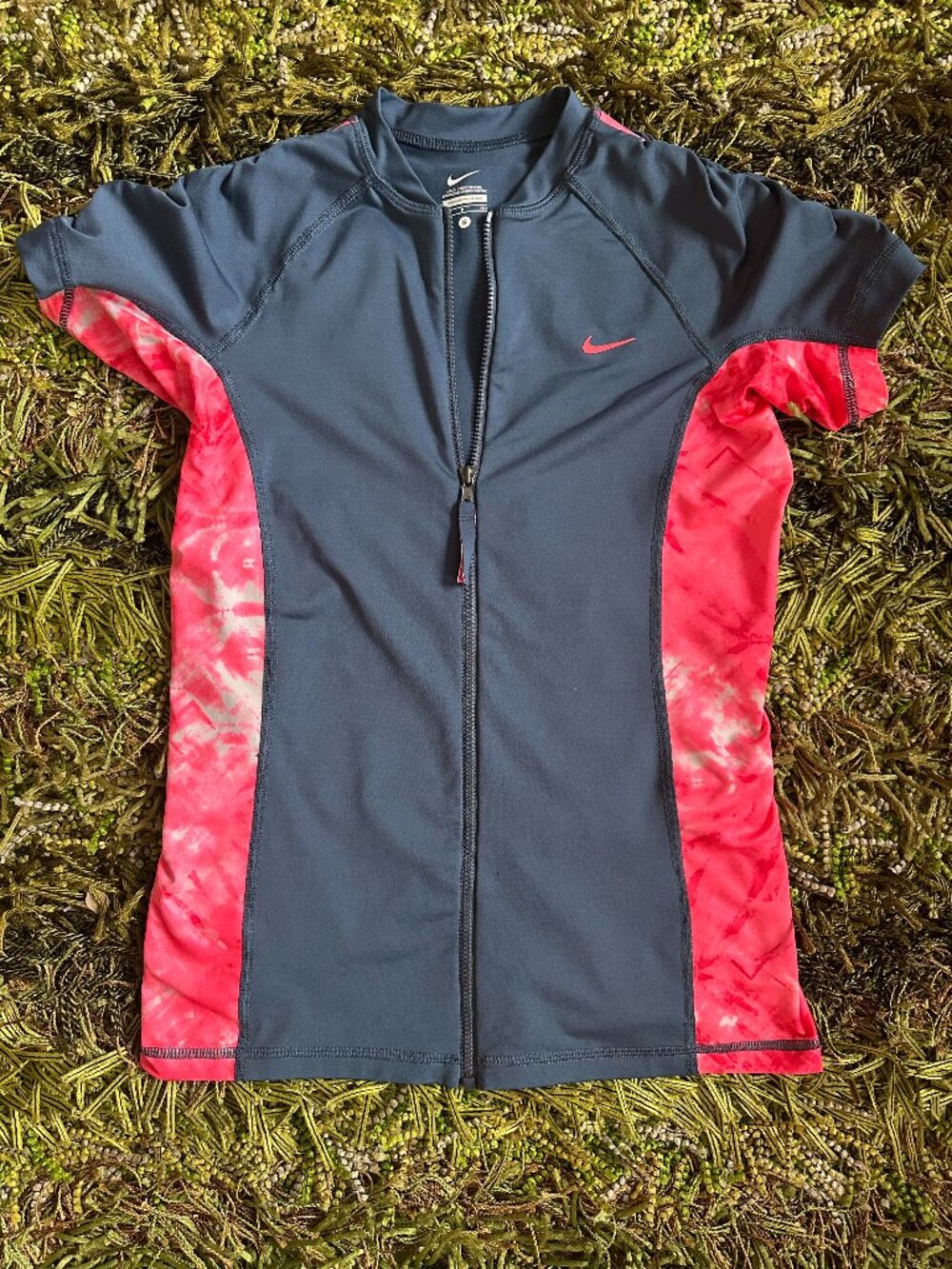 Nike Full Zip Cycling Top Gray Pink Long Sleeve Size S — Athletic Jacket